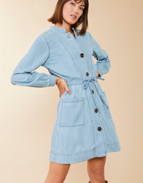 Spartina Elena Denim Dress Isle of Palm Wash